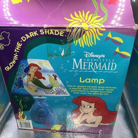 Little Mermaid Lamp With Glow in the Dark Shade, Violet Base - Rare Vintage - Picture 8 of 16